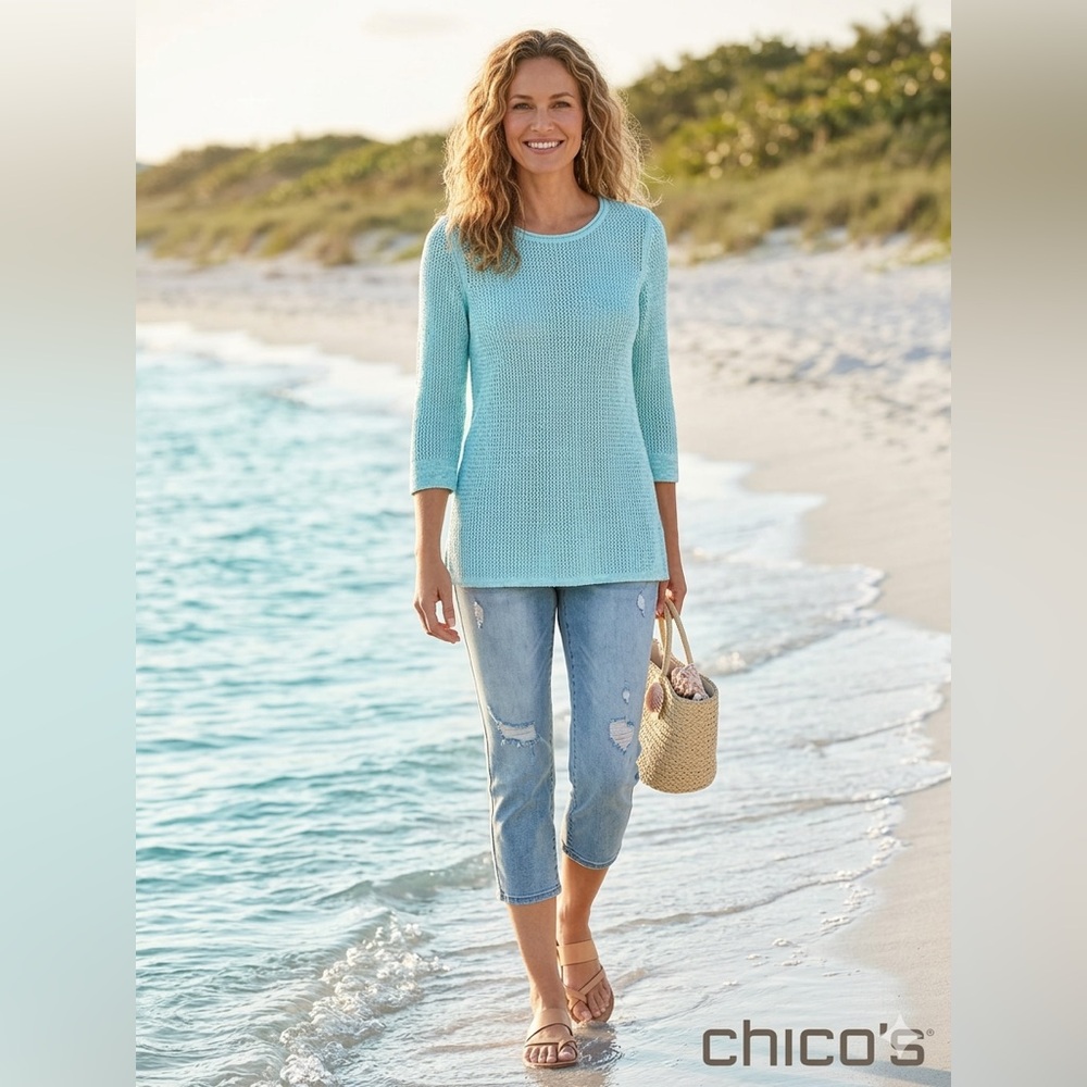 Chico's Light Blue Knit Top